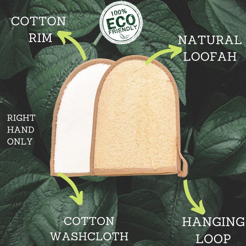 2 Exfoliating Loofah Body Scrubber Pads Bath Sponge, All-Natural Egyptian Bath & Shower Exfoliating washcloth and Loofa Natural Sponge for Face, Back & Body, Eco Friendly and Biodegradable Loufa.