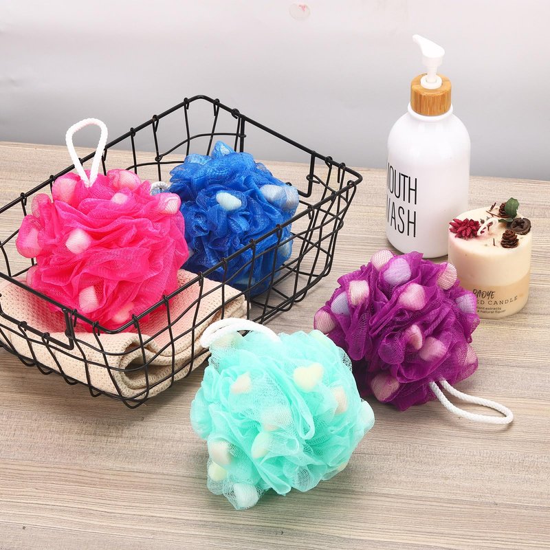 BTYMS Premium Mesh Poufs (65g/pcs) Bath Sponges Shower Loofahs Exfoliating Shower Puff - Great for Body Wash Pack of 4