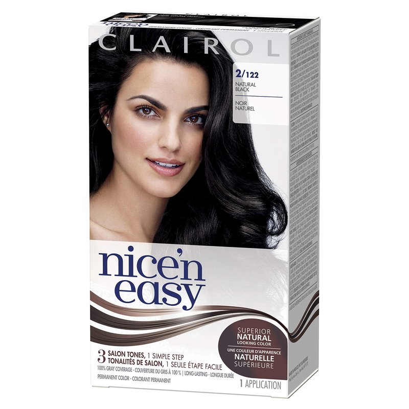 Clairol Nice'n Easy Liquid Permanent Hair Dye, 2 Black Hair Color, Pack of 3