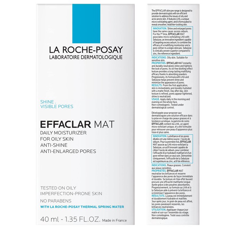 La Roche-Posay Effaclar Mat Oil-Free Mattifying Moisturizer,(Pack of 2)