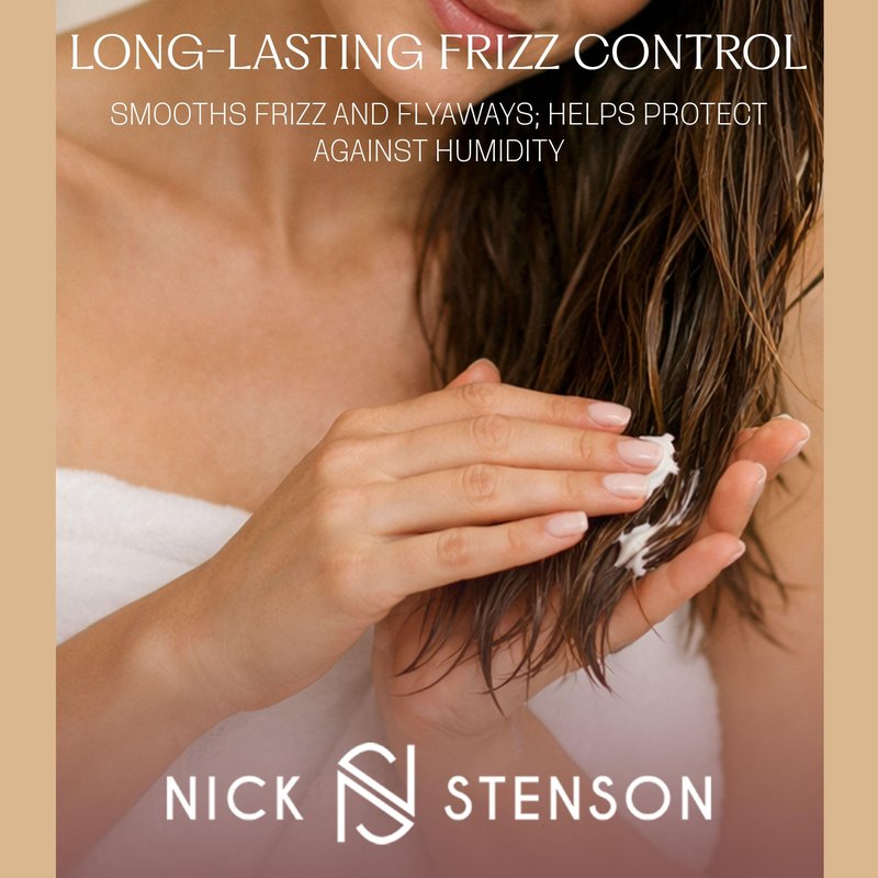 Nick Stenson Smoothing Créme, Moisturizing Anti-Humidity Hair Cream for Frizz Control & Shine - Repairs, Smooths, Strengthens & Maintains Shine for 2-3 Days, Color-Safe Vegan - 6 oz