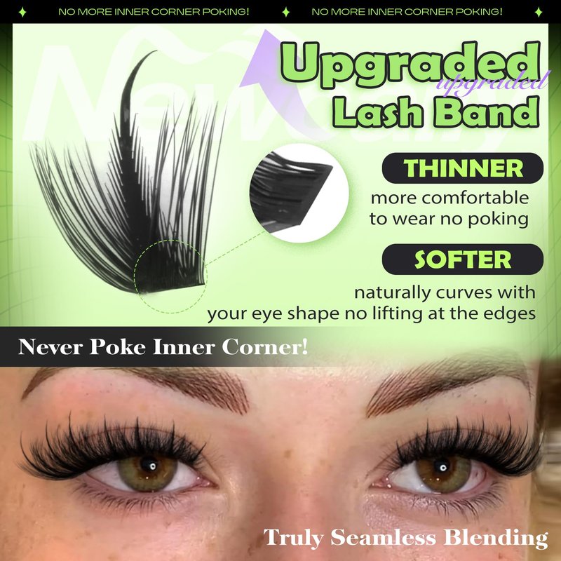 Lash Clusters with Spikes Manga Eyelash Clusters Fluffy Cluster Eyelash Extensions Spiky10-18MM D-curly Wispy Cluster Lashes Volume Eye Lash Clusters Soft Individuals Lashes by Newcally