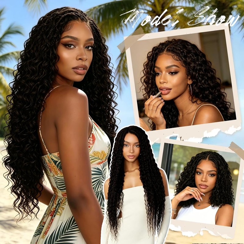 Miracle Knots Crochet Hair - Pre-Separated Deep Wave for Black Women | Easy Install, Lightweight, 14 Inch (2# Dark Brown)