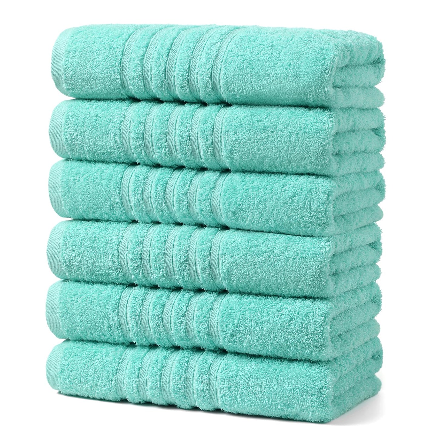 Aibaser Towels 6 Pack Bath Towel for Bathroom, 100% Cotton (24 x 48 Inches) High Absorbency Quick Drying (Light Green)