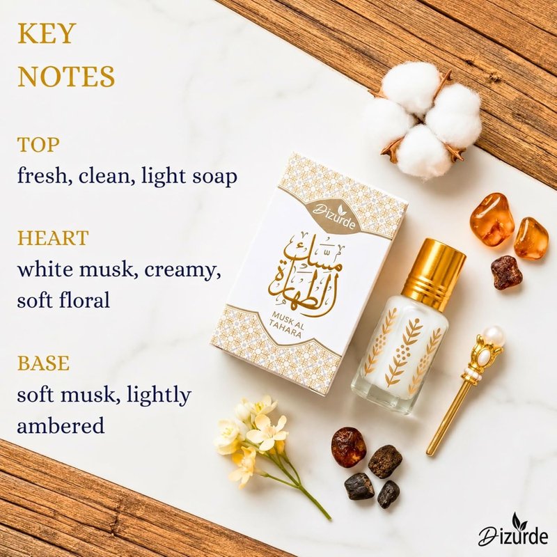 Musk Al Tahara White Musk Perfume - 6mL Egyptian Musk Oil for Women | Soft Everyday Scent
