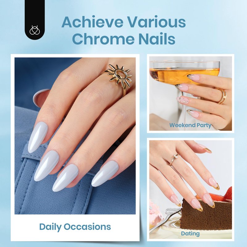 Beetles Gel Top Coat for Chrome Nail Powder: 15ml Mirror Shiny Chrome No Wipe Gloss Top coat Long Lasting Soak Off Nail Lamp for Nail Art Creation Gift
