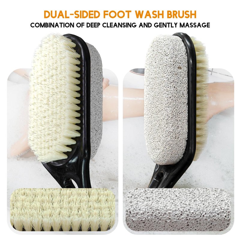 Gobiteli Foot Scrubber with Pumice Stone for Feet, 17”-25” Foot Pumice Stone for Feet Dead Skin Remover, Foot Brush for Shower for Seniors,Men and Women