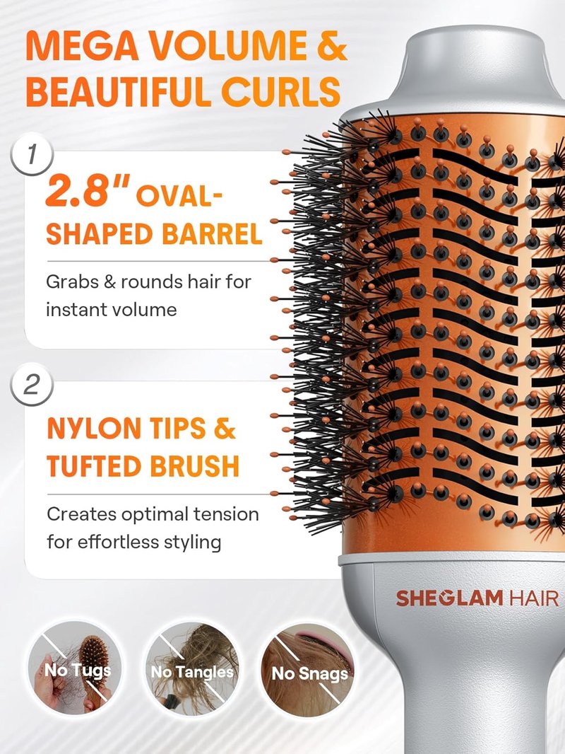 4-in-1 Hot Air Brush | Hair Dryer & Styler with 33000 RPM Motor, Ionic Bristles for Frizz-Free Blowouts, 3 Heat Settings