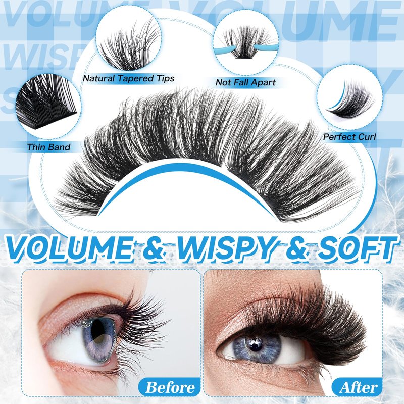 Lash Extension Kit 280pcs Volume Lash Clusters 100D+200D Lash Clusters Kit 10-18mm Individual Lashes Kit With Lash Bond And Seal，Lash Tweezers Thick Lash Extension Kit DIY At Home(0.05D,100D+200D)