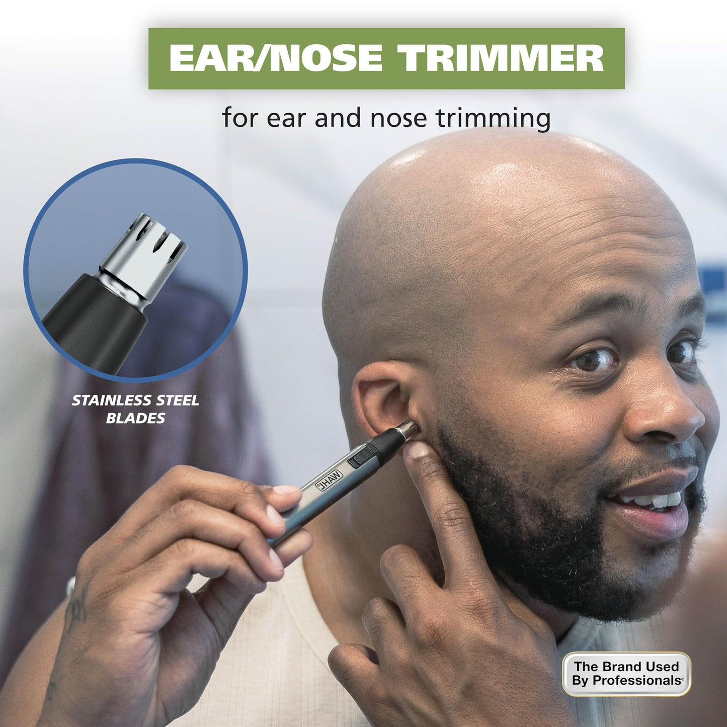 Wahl Micro Groomsman Battery Personal Trimmer for Hygienic Grooming with Rinseable, Interchangeable Heads for Eyebrows, Neckline, Nose, Ears, & Other Detailing - 05640-600