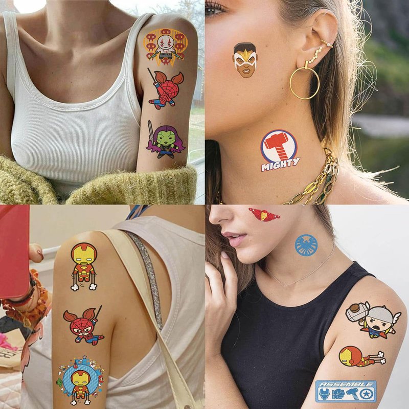 10 Sheets Superhero Temporary Tattoos for Teen, Cool Birthday Party Favors, Cartoon Decoration Sticker Gifts for Adult Home Activity Class Prizes Carnival Christmas Rewards