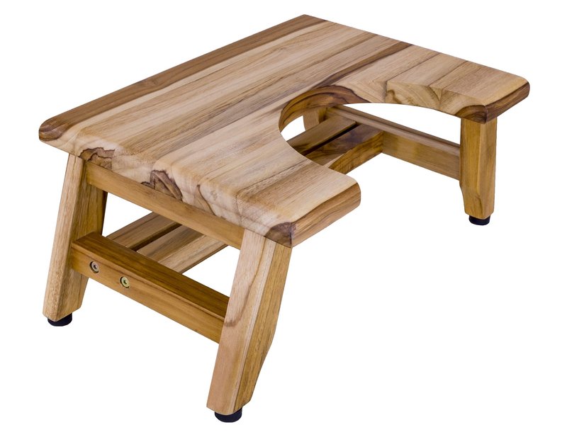 EcoDecors SerenityyPoo Teak Toilet Stool 20 inch L x 12 inch D x 8 inch H Natural