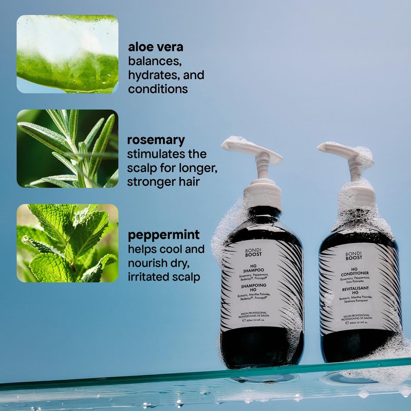 BondiBoost HG Anti-Thinning Shampoo Conditioner Set [16.90 fl oz each], Clinically Tested to Promote Fuller + Thicker-Looking Hair for Women & Men, Procapil, Redensyl & Rosemary Formula, Sulfate-Free