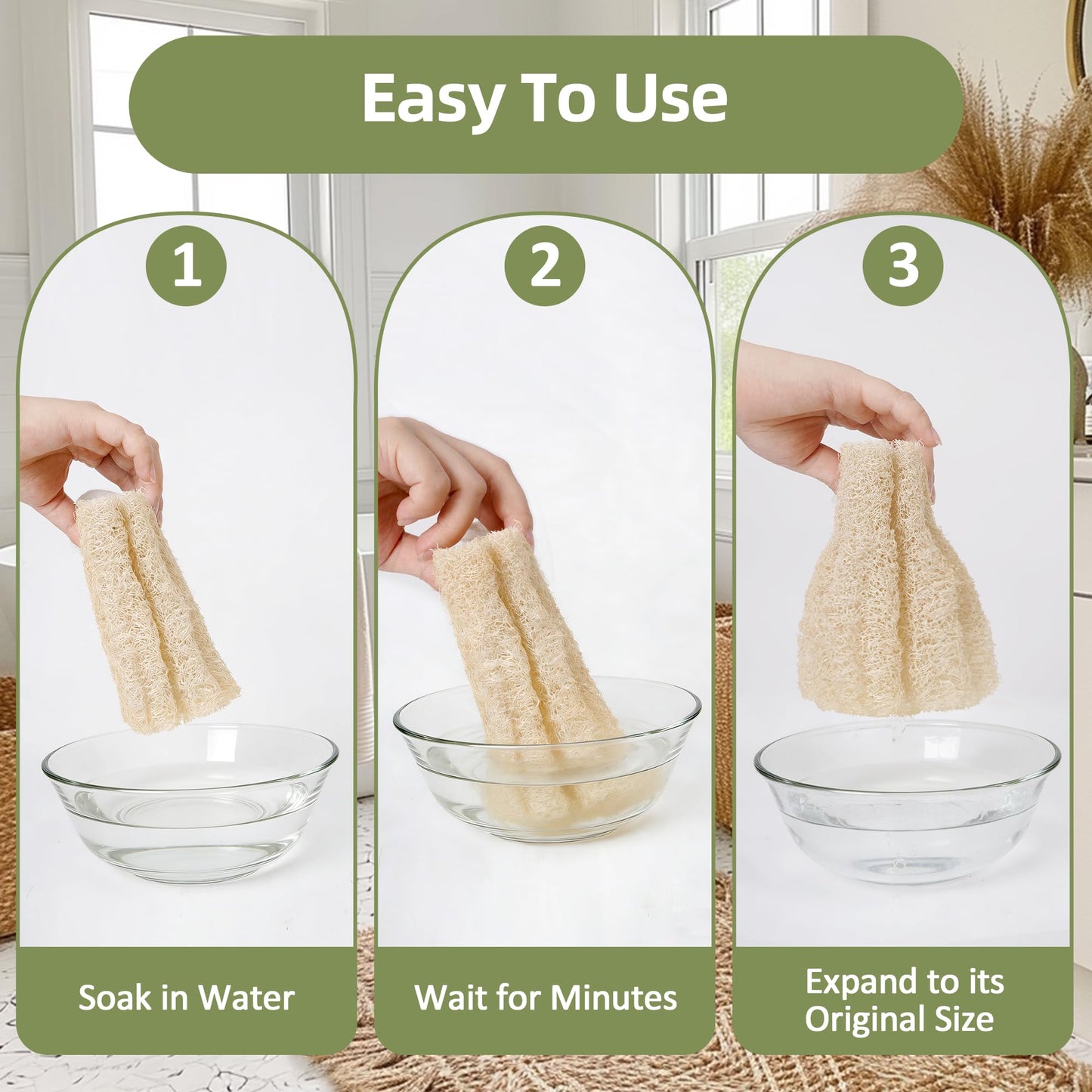 2 Pack HungkaTurn Natural Egyptian Loofah Body Scrubber, 100% Organic Luffa Exfoliating Sponge for Men&Women, Gentle Skin Cleansing Shower Scrubber for Radiant Smooth Skin, Large Spa-Grade Body Loofa.