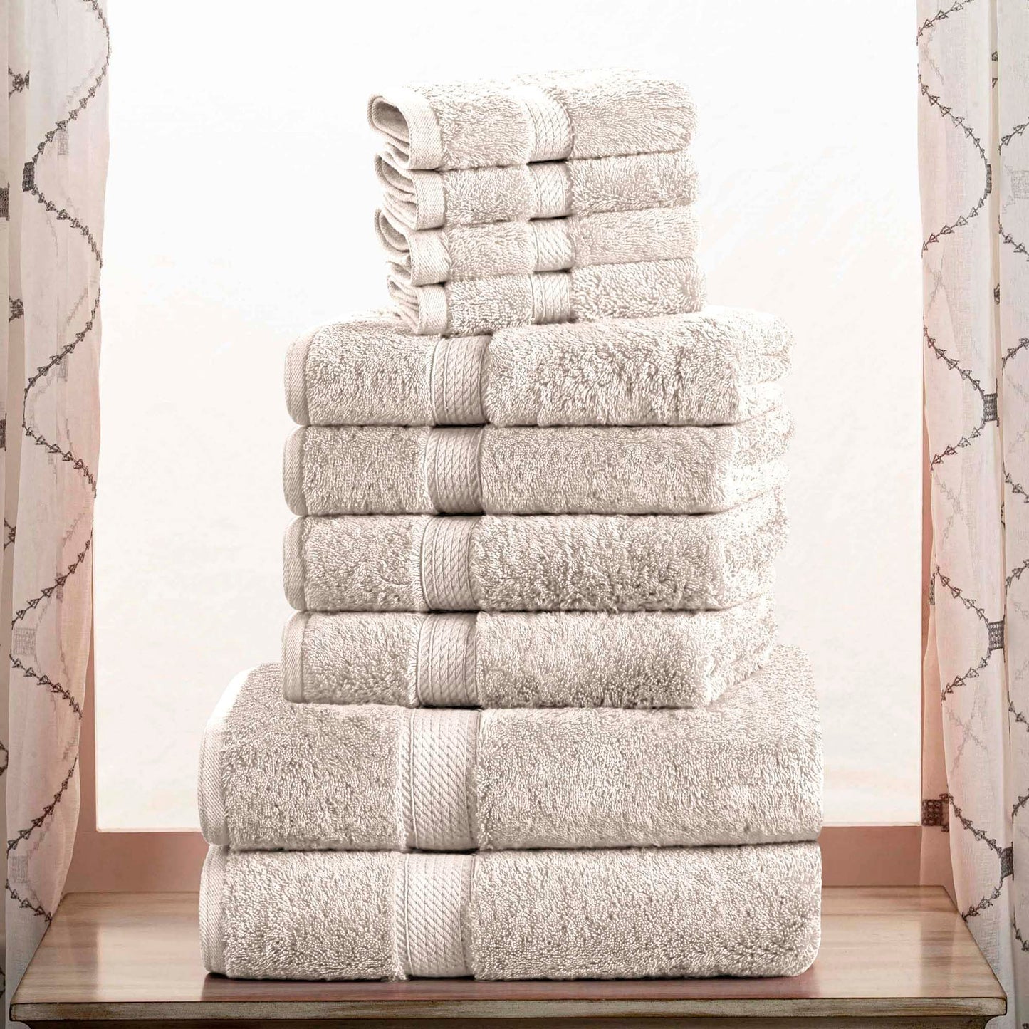 SUPERIOR Egyptian Cotton Ultra Plush & Absorbent, 10 Piece Set, Stone