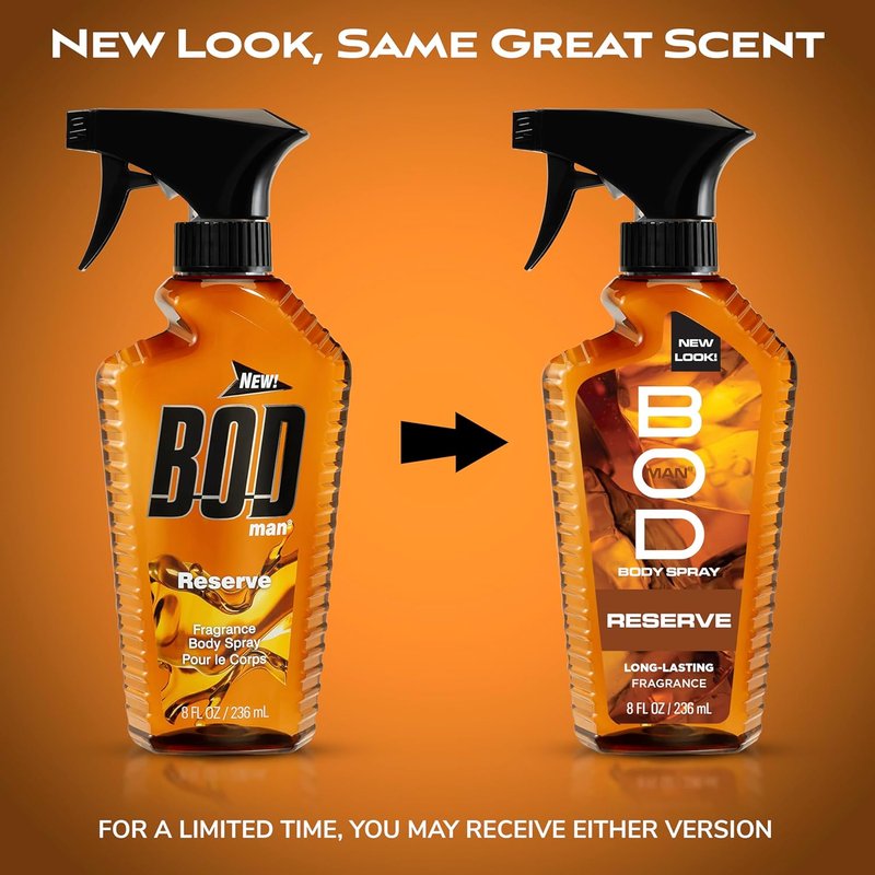 BOD Man Reserve Fragrance Body Spray - Invigorating Scent | 8 Fl Oz Size