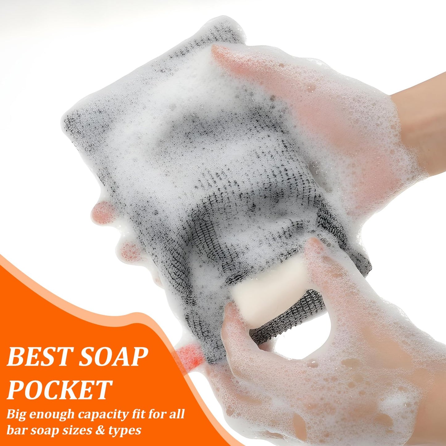 4 Pcs Soap Bags, Bar Soap Pouch for Deep Exfoliating, Body Scrubber Shower Sponge Loofah, Exfoliating Bath Sponge, Lathering Wash Bag Soaps Savers for Soaps Rich Lathering Body Washing