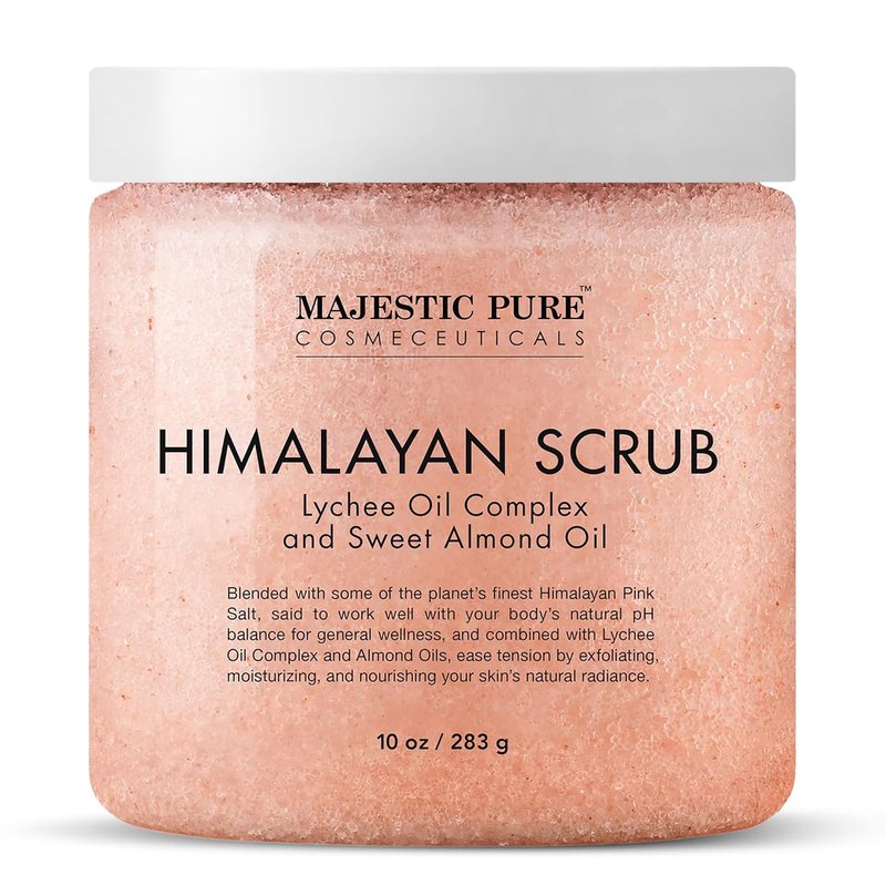 Himalayan Salt Body Scrub with Lychee Oil - Exfoliating & Moisturizing 10 oz