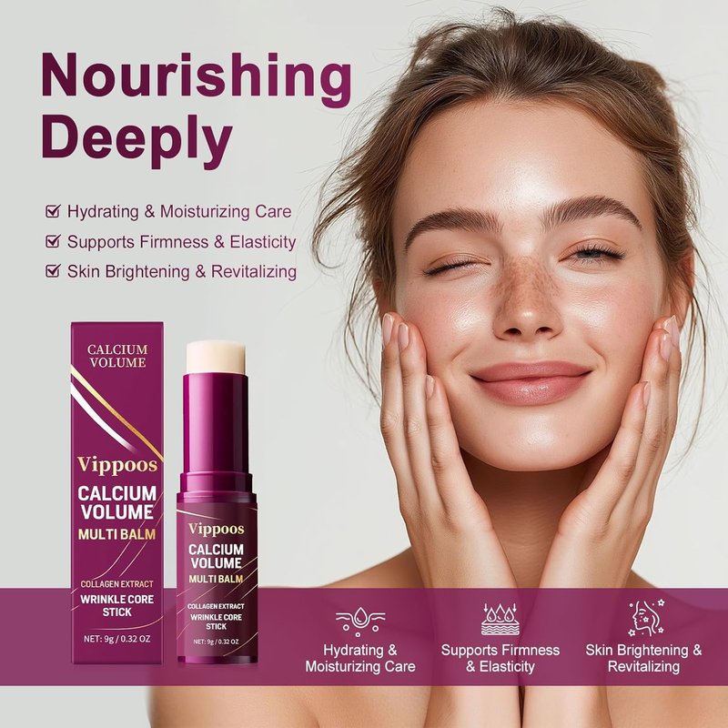 Calcium Multi Balm Stick - Korean Collagen Hydrating Balm for Anti-Aging | Non-Greasy Formula for Face, Eyes & Neck