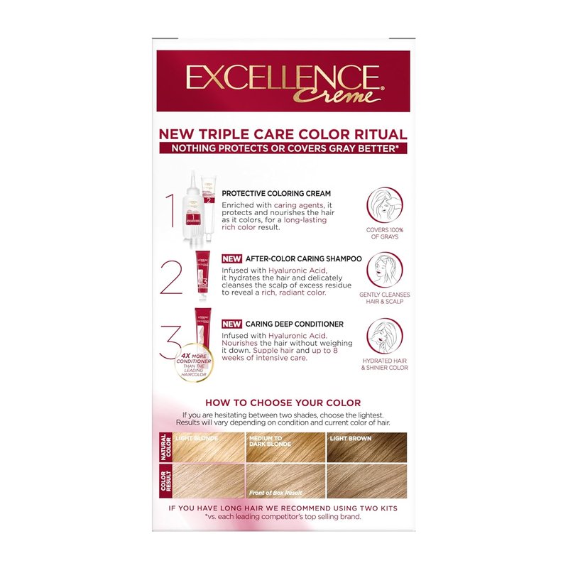 L'Oreal Paris Excellence Crème Hair Dye - Triple Care Formula for 100% Gray Coverage | 8.5A Medium Light Ash Blonde
