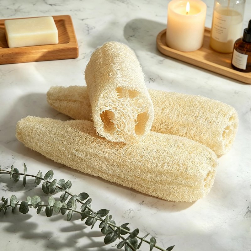 Natural Organic Loofah Sponges Large Exfoliating Shower Bath Loofah Luffa Loofa Body Scrubbers Sponges for SPA Beauty Bath and Radiant Skin, Pack of 4
