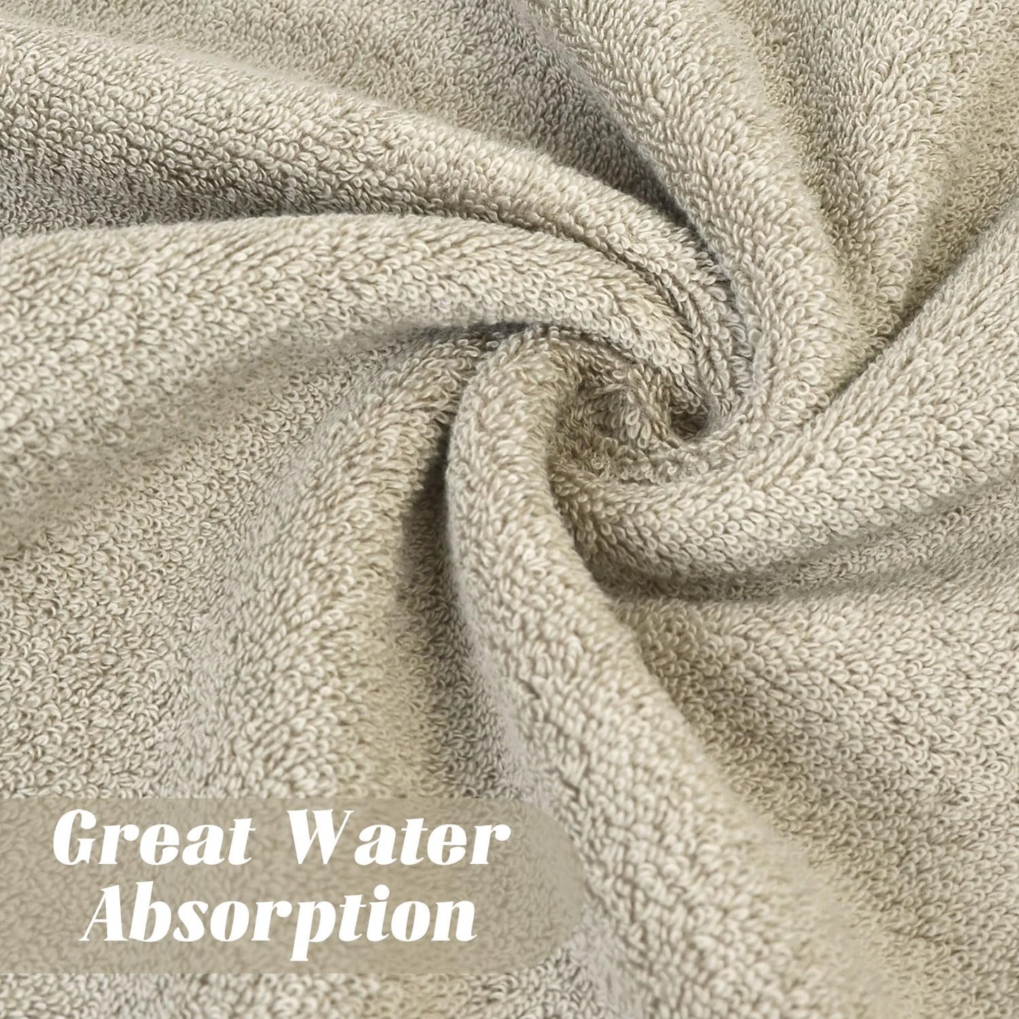 Cleanbear Bathroom Hand Towels with Jacquard Weaved, Ultra Soft and Lightweight Hand Towel, Highly Absorbent for Drying and Cleaning, 13 x 28 Inch (Khaki)