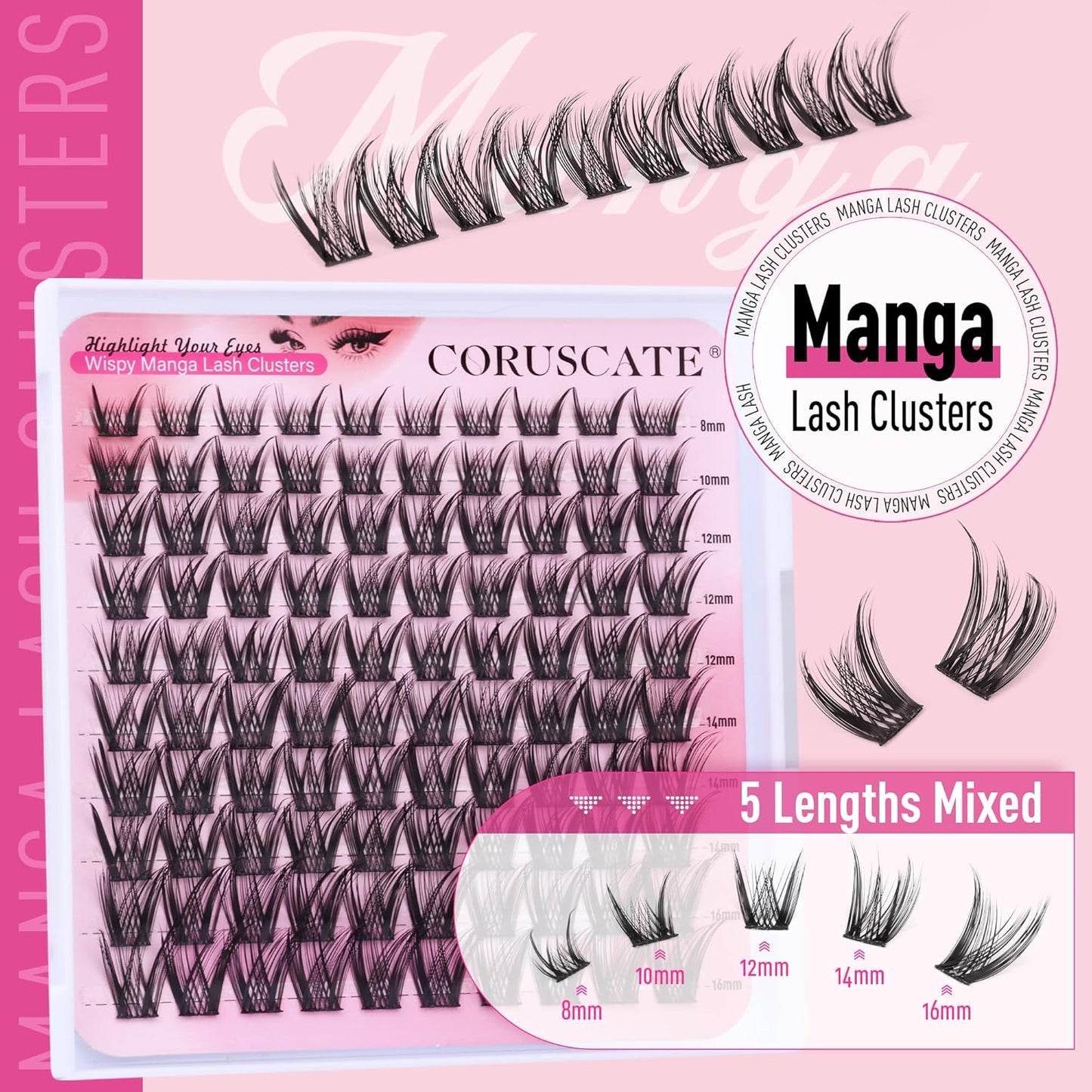 Wispy Lash Clusters - Natural Individual Eyelash Extensions for DIY Looks | 8-16mm Manga Style