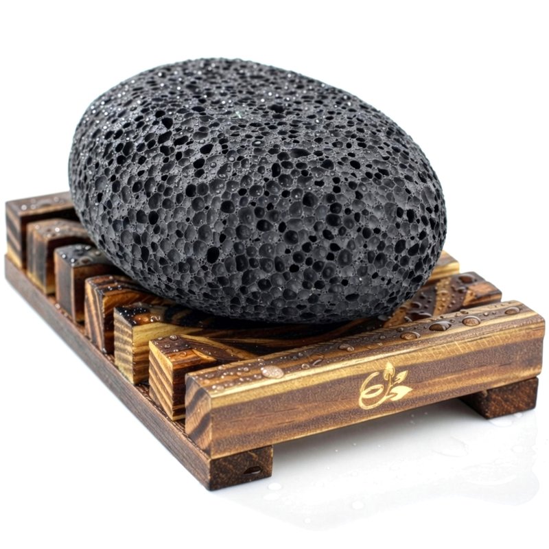 Evolatree Natural Volcanic Pumice Stone for Feet with Wooden Soap Tray – Eco-Conscious Gentle Callus Remover & Foot Scrubber for Smooth Skin, Designed in Canada for Mindful Foot Care Rituals
