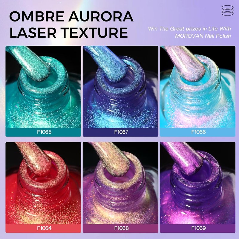 Aurora Pearl Nail Polish Set - Ombre Iridescent Glitter for Summer | Pink, Blue, Purple, Quick Dry, DIY Gift for Women & Girls
