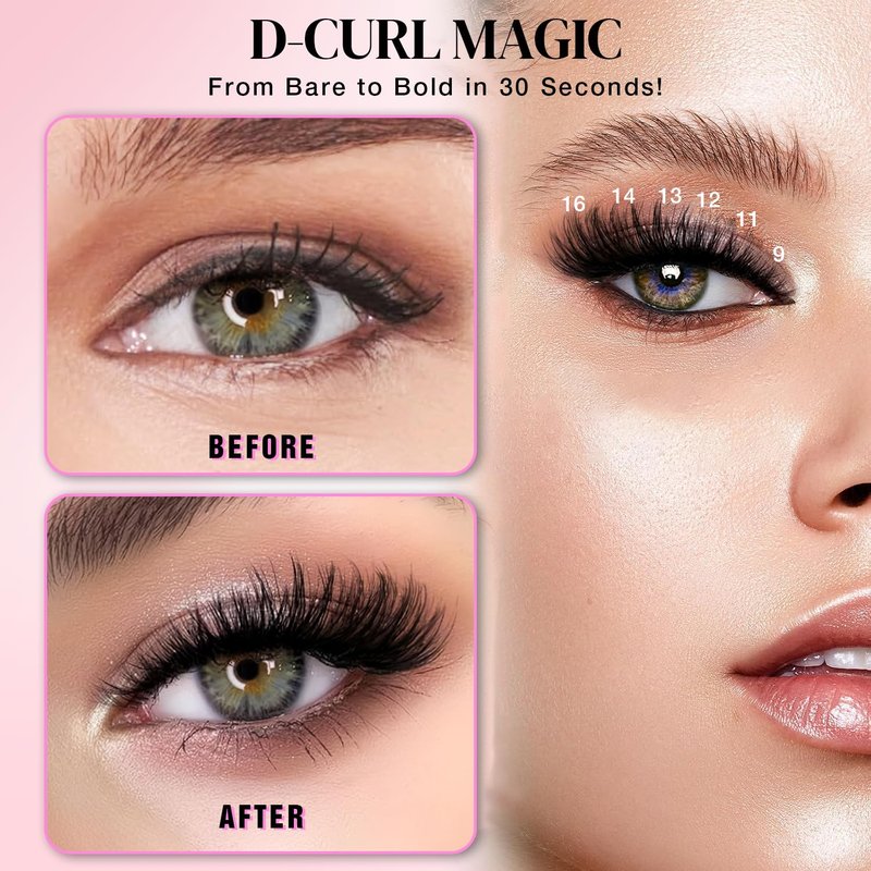 Lash Clusters Kit, DIY Cluster Eyelash Extensions 9‑16mm, 30D+40D, 280pcs, D Curl Natural Volume Lashes with Lash Bond and Seal, Tweezers–Waterproof Fake Cat Eye Wispy Individual Clusters(16MIX1-1-S)