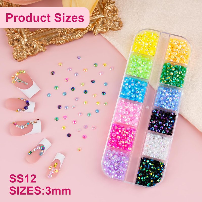Resin Jelly Rhinestones - 6000Pcs Multicolor 3mm Flatback Gems for DIY Crafting | Includes 10ml Jewelry Glue & Picker