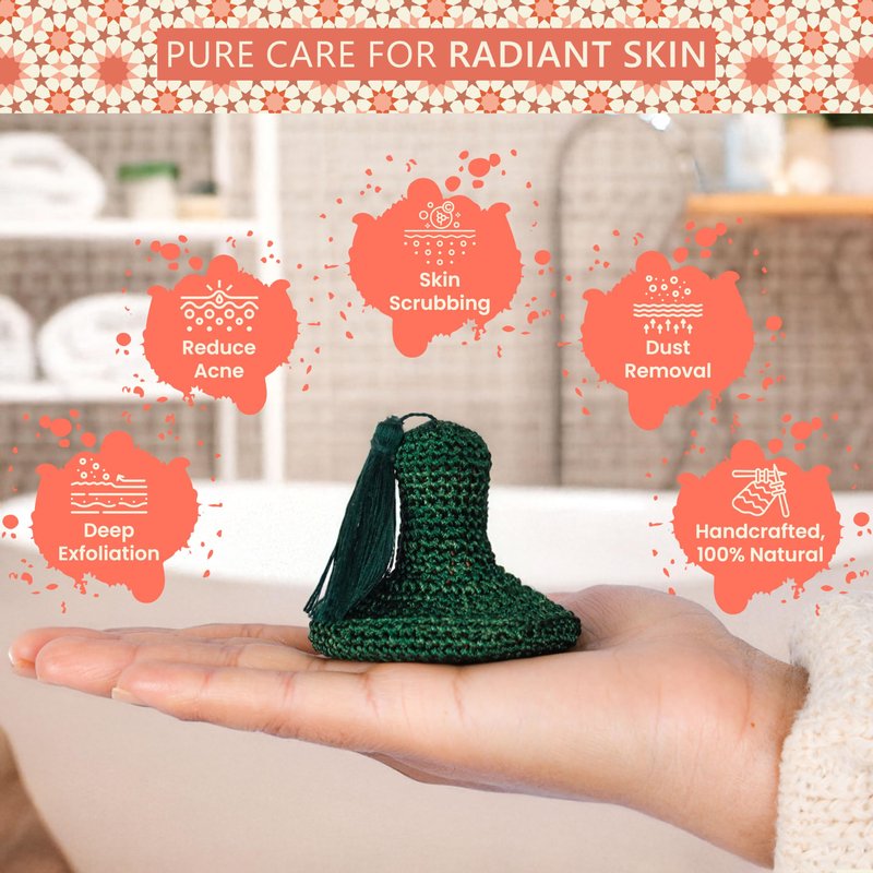 Face Scrubber Exfoliator – Gentle Face Exfoliator Scrubber & Facial Brush for Cleaning and Exfoliating – Moroccan Clay & Sabra Fabric Pad for Smooth Radiant Skin, Men & Women