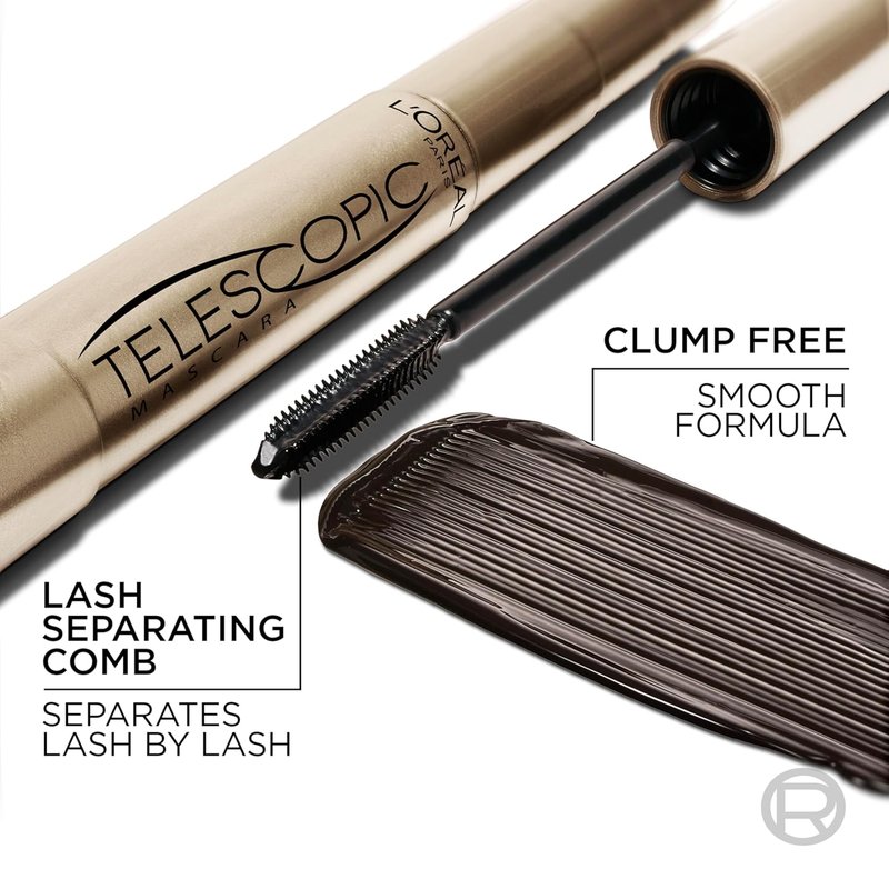 L'Oreal Paris Telescopic Mascara - Waterproof Volume & Length | Black, 0.27 Fl Oz