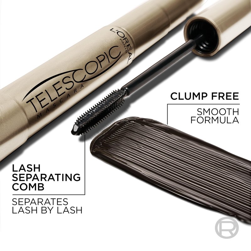 L’Oreal Paris Makeup Original Telescopic Mascara, Separating Mascara Volume and Length Formula, Washable, Black, 0.27 Fl Oz., 1 Count