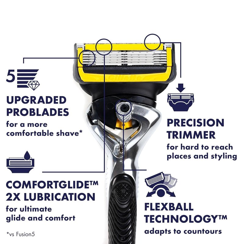 Gillette ProGlide Shield Razors for Men - 8 ProShield Blade Refills & Travel Case Included