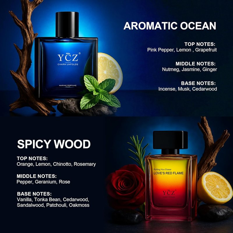 Men's Cologne Set - Long Lasting Bottled Marine & Borrowing Fire Perfume | 1.7oz (50ml) - Ideal Christmas Gift