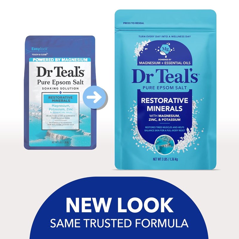 Dr Teal's Epsom Salt Magnesium Soak - Restorative Minerals with Magnesium, Potassium & Zinc | 3 lbs