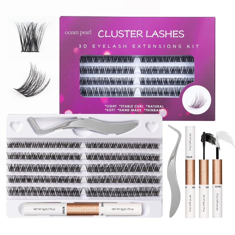 Skiennix Individual Lashes - 120 Cluster Eyelash Extensions with Applicator & Bond | 10-16mm Length C/D