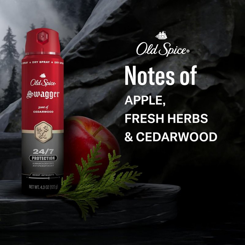 Old Spice Antiperspirant Deodorant Spray for Men - 24/7 Sweat & Odor Protection | Fresh Cedarwood Scent, 4.3 oz (Pack of 2)