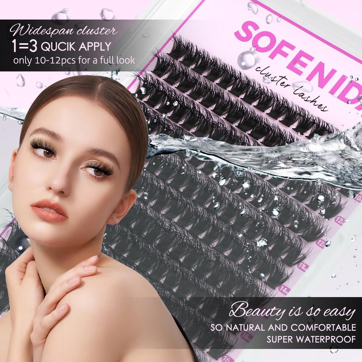 SOFENIDA Lash Clusters Kit 80D Lash Clusters Kit 10-18mm Volume Eyelash Clusters D Curly Cluster Eyelash Extensions 3D Wispy Lashes Cluster DIY Lash Extension Kit(80D-10-18MIX Thick Kit)