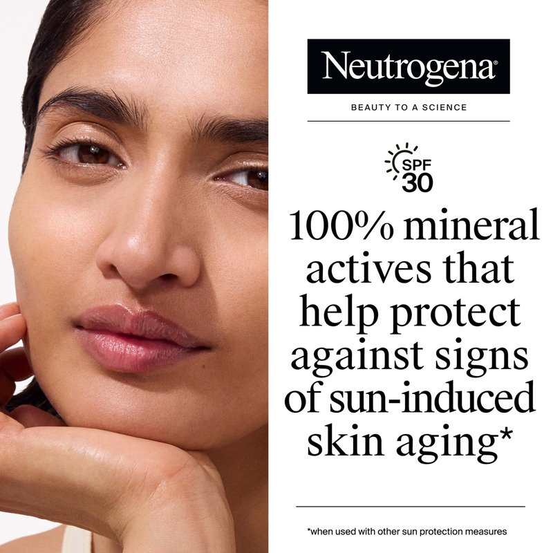 Neutrogena Purescreen+ Tinted Sunscreen for Face SPF 30, Broad Spectrum Mineral Sunscreen with Zinc Oxide & Vitamin E, Water Resistant, Fragrance Free, Medium Deep, 1.1 fl oz