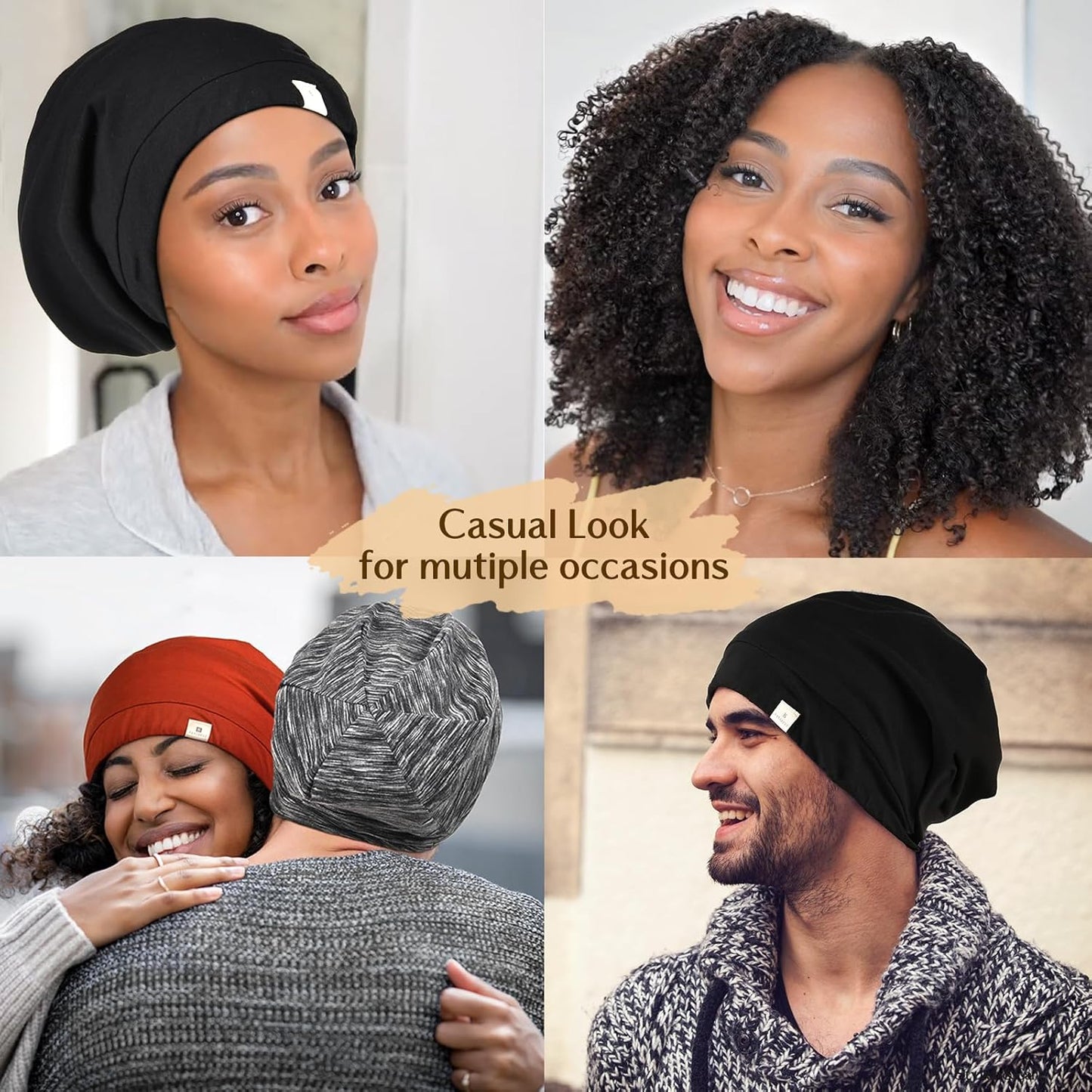 YANIBEST Silk Satin Bonnet - Adjustable Hair Wrap for Sleeping | Perfect for Curly Hair & Braids, Black