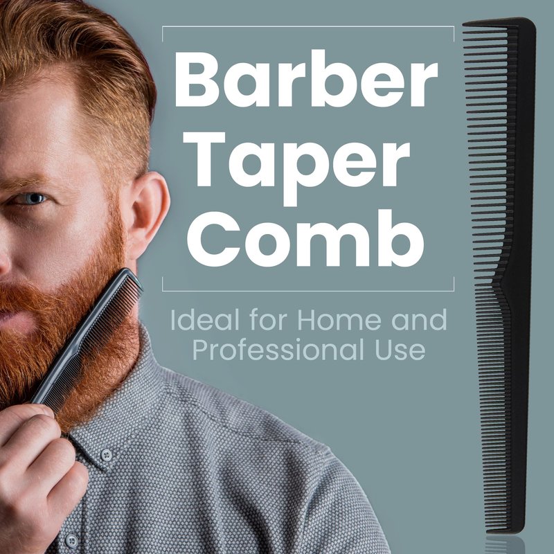 Premium Carbon Fiber Barber Combs - 4 Pack - Heat Resistant Barbers Comb, 7.3 Inch - Ideal for Home and Professional Use, Taper