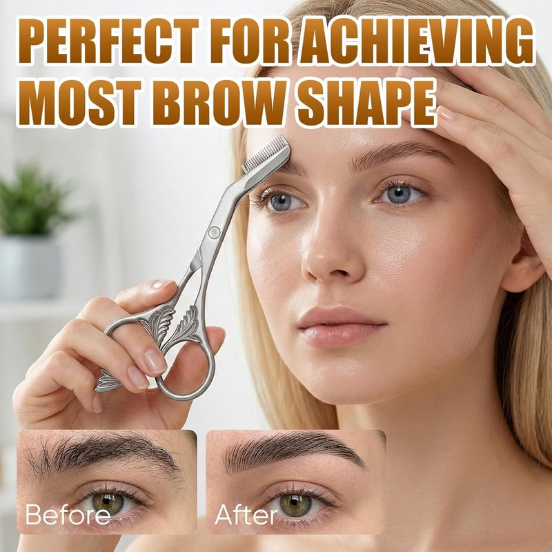 Skiennix Eyebrow Trimming Scissors - Stainless Steel Grooming Tools for Men & Women | Black