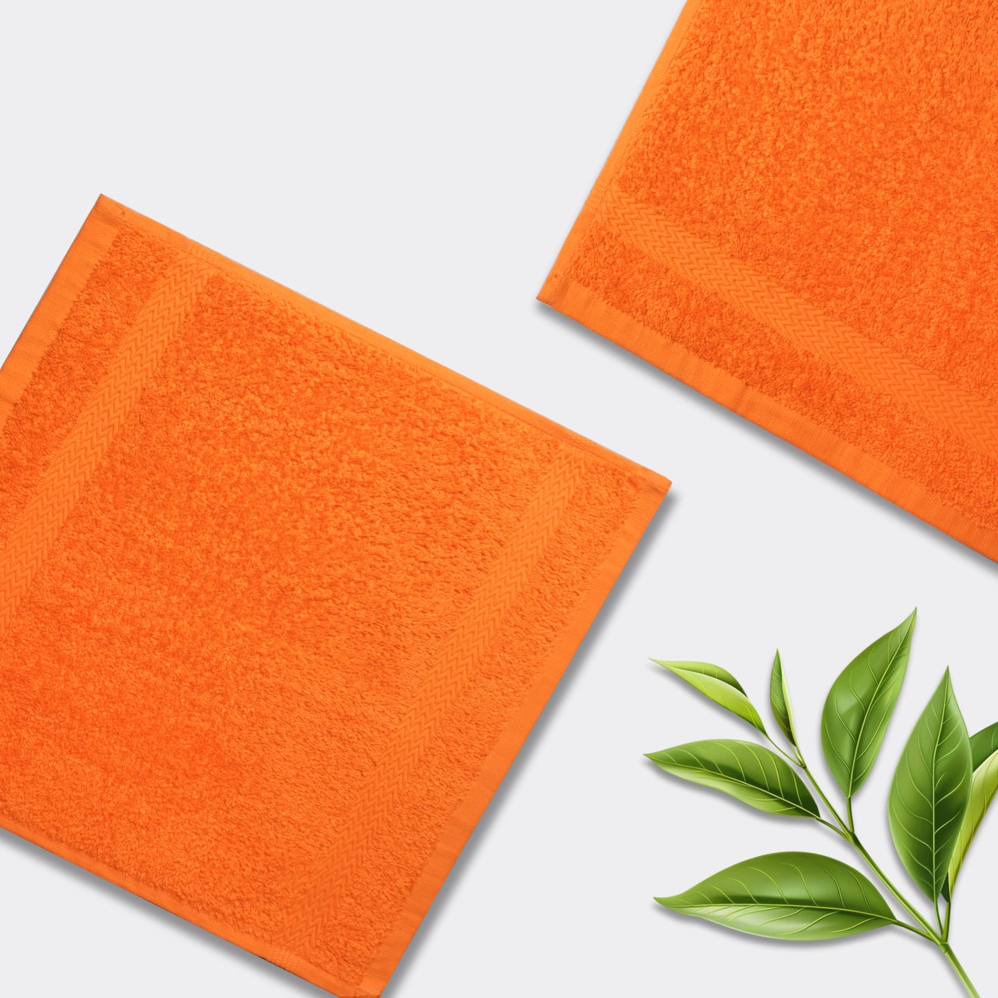 The Holy South Premium Perfect Size Washcloth Set | Absorbent, Ring Spun, Hand Towels for Bathroom, 100% Cotton, Face, fingertip, Soft, for Daily Use (Pack of 4) (Orange, 13x13)