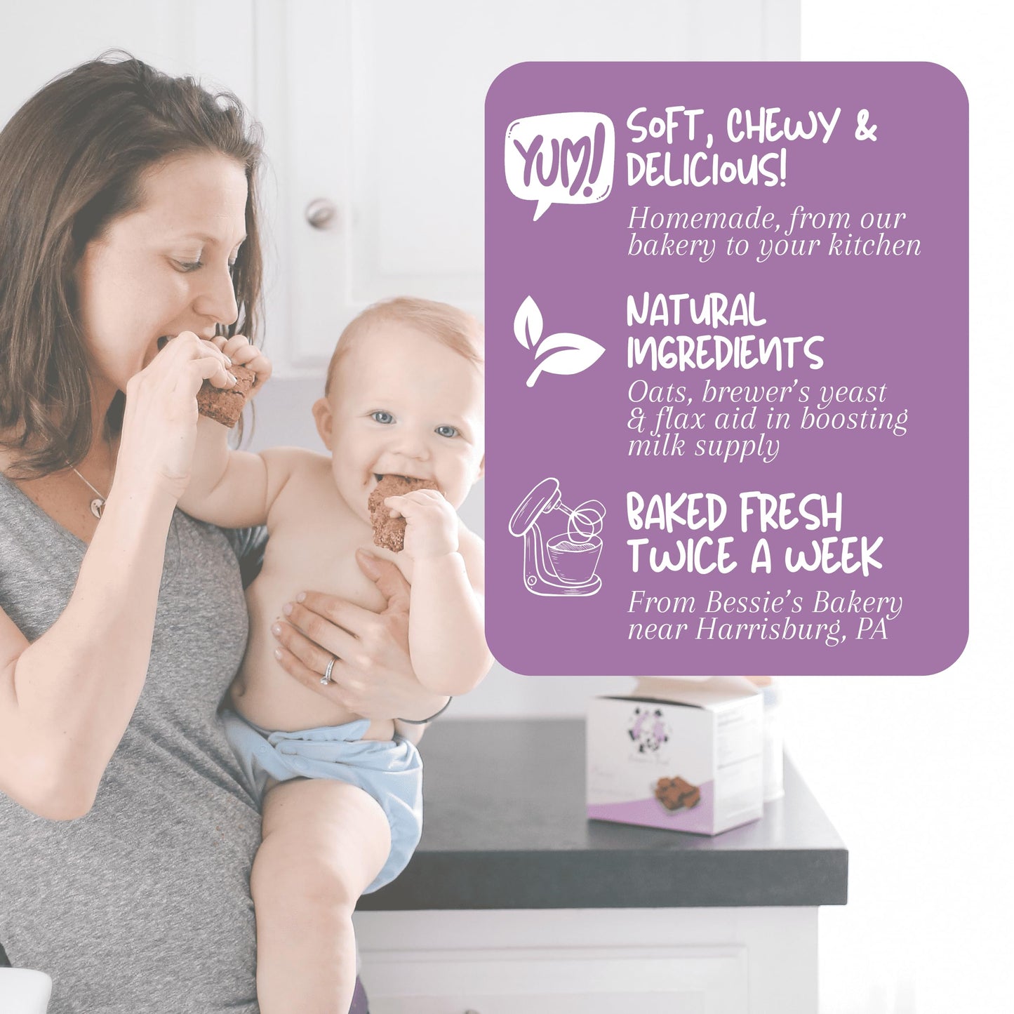 Bessie’s Best Lactation Cookies | Lactation Support | Oatmeal Peanut Butter Chocolate Chip | Increase Milk Supply | Breastmilk Boosting Cookies | Breastfeeding Snacks | 1 Dozen