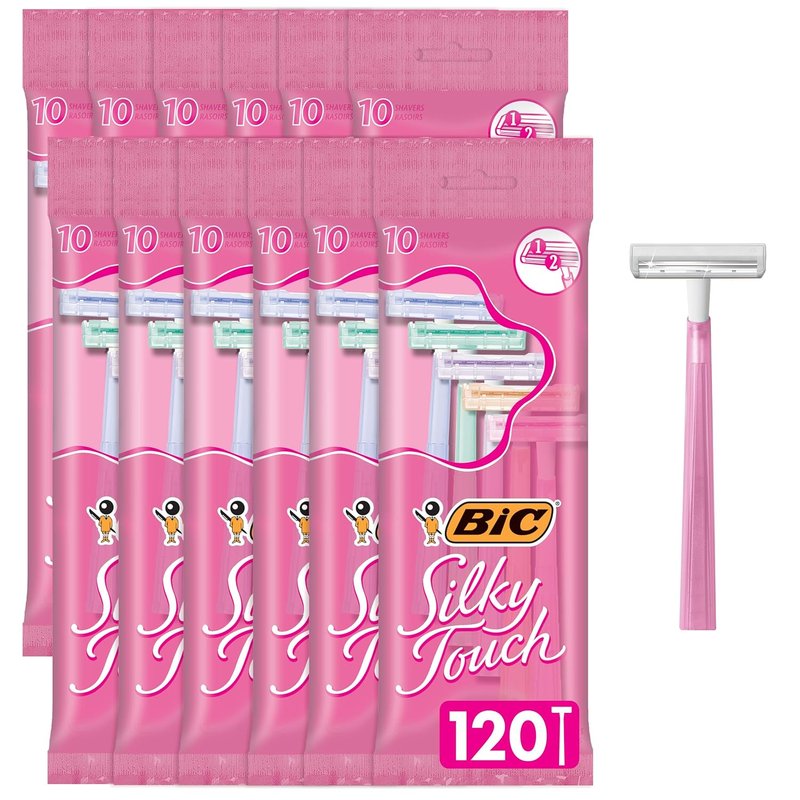 BIC Silky Touch Women's Disposable Razors - 2-Blade Design with Stylish Pastel Handles | 10 Count Pack
