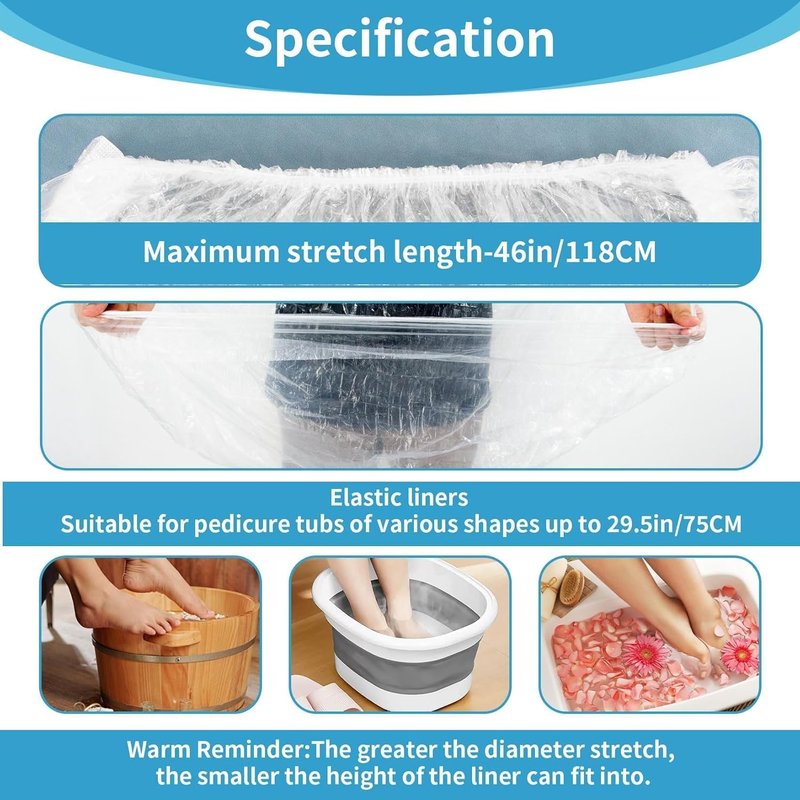 25PCS Disposable Pedicure Liners by Skiennix - Plastic Foot Soak Covers for Spa & Footbath