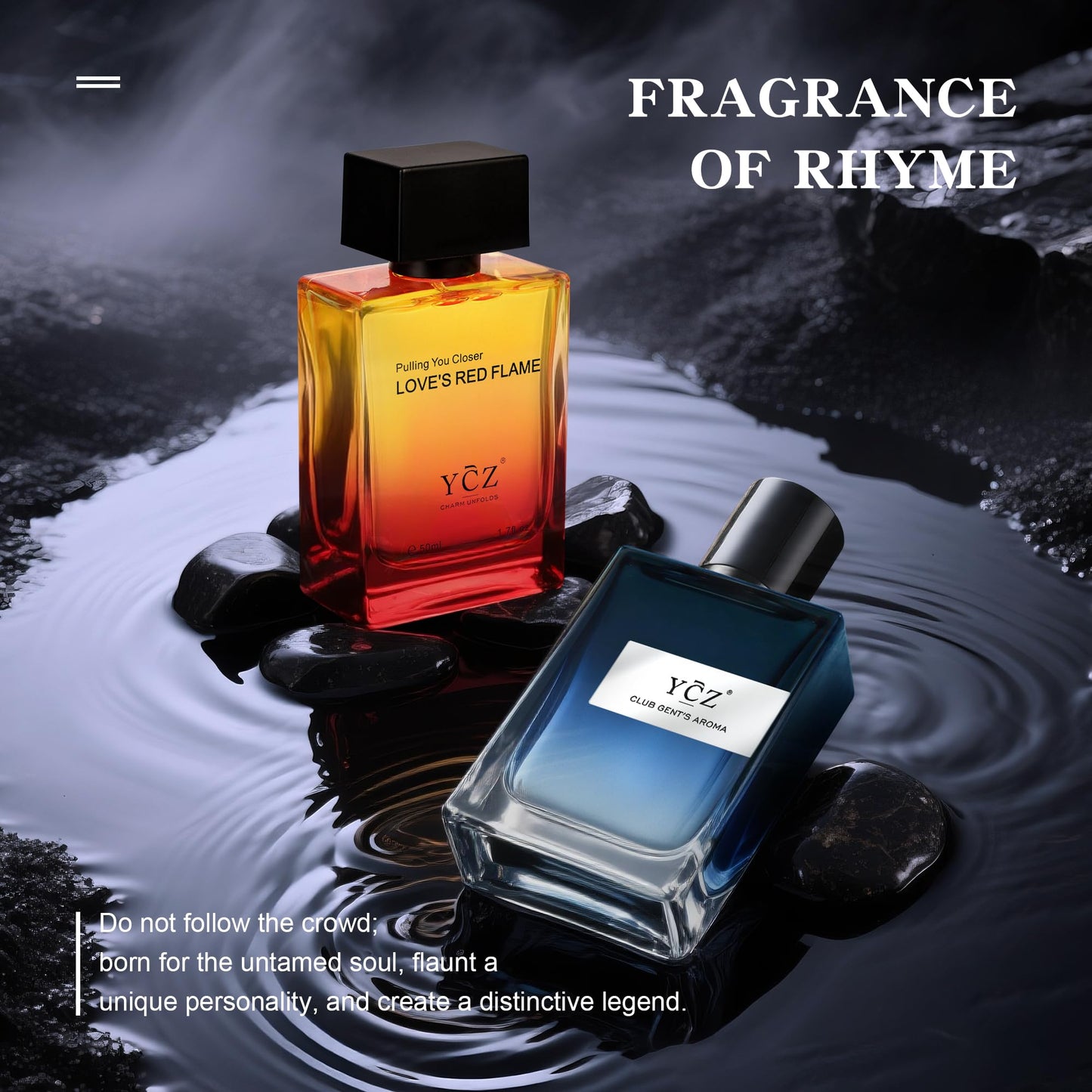 Ycz Cologne for Men Set, 1.7oz(50ml) Bottled Pioneers Perfume and Borrowing Fire Men Perfume, Eau Woody Rose Scent, Highquality Long Lasting, Sleek Bottle Design for Christmas Gifts Ideal
