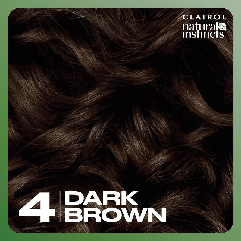Clairol Natural Instincts Demi-Permanent Hair Dye - 4 Dark Brown | Ammonia-Free, Vegan Formula with Coconut Oil & Aloe Vera | Set of 3